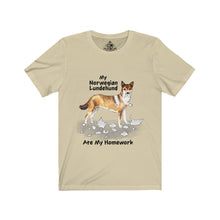 Load image into Gallery viewer, My Norwegian Lundehund Ate My Homework Unisex Jersey Short Sleeve Tee