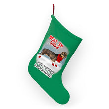 Load image into Gallery viewer, Wire Haired Dachshund Best In Snow Christmas Stockings