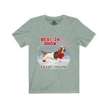 Load image into Gallery viewer, Basset Hound Best In Snow Unisex Jersey Short Sleeve Tee