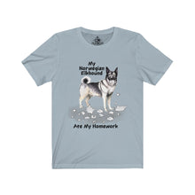 Load image into Gallery viewer, My Norwegian Elkhound Ate My Homework Unisex Jersey Short Sleeve Tee