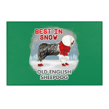 Load image into Gallery viewer, Old English Sheepdog In Snow Area Rug