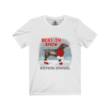 Load image into Gallery viewer, Boykin Spaniel Best In Snow Unisex Jersey Short Sleeve Tee