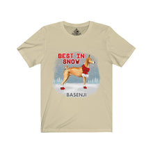 Load image into Gallery viewer, Basenji Best In Snow Unisex Jersey Short Sleeve Tee