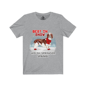 Welsh Springer Spaniel Best In Snow Unisex Jersey Short Sleeve Tee