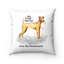 Load image into Gallery viewer, My Irish Terrier Ate My Homework Square Pillow