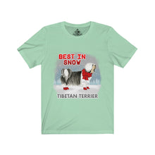 Load image into Gallery viewer, Tibetan Terrier Best In Snow Unisex Jersey Short Sleeve Tee