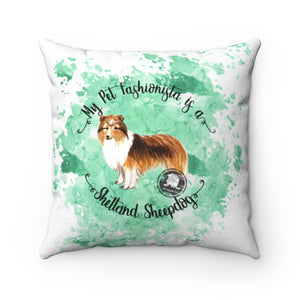 Shetland Sheepdog Pet Fashionista Square Pillow