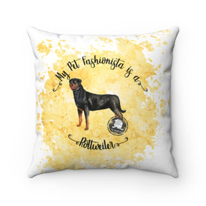 Rottweiler Pet Fashionista Square Pillow