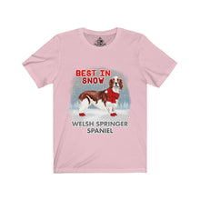Load image into Gallery viewer, Welsh Springer Spaniel Best In Snow Unisex Jersey Short Sleeve Tee