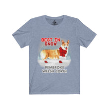 Load image into Gallery viewer, Pembroke Welsh Corgi Best In Snow Unisex Jersey Short Sleeve Tee