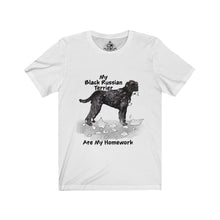 Load image into Gallery viewer, My Black Russian Terrier Ate My Homework Unisex Jersey Short Sleeve Tee