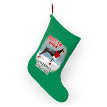 Load image into Gallery viewer, Doberman Pinscher Best In Snow Christmas Stockings