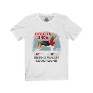 Treeing Walker Coonhound Best In Snow Unisex Jersey Short Sleeve Tee