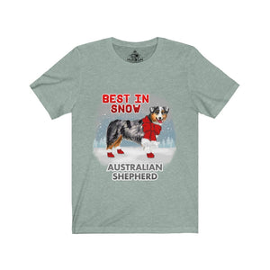 Australian Shepherd Best In Snow Unisex Jersey Short Sleeve Tee
