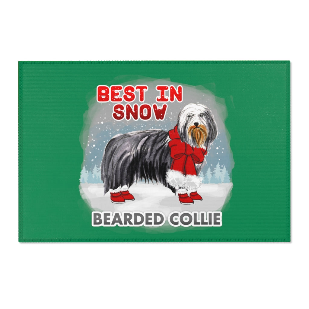 Bearded Collie Best In Snow Area Rug