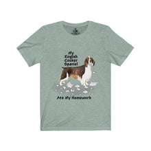 Load image into Gallery viewer, My English Cocker Spaniel Ate My Homework Unisex Jersey Short Sleeve Tee