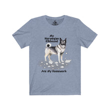 Load image into Gallery viewer, My Norwegian Elkhound Ate My Homework Unisex Jersey Short Sleeve Tee
