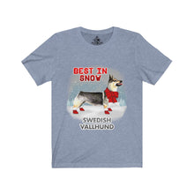 Load image into Gallery viewer, Swedish Vallhund Best In Snow Unisex Jersey Short Sleeve Tee