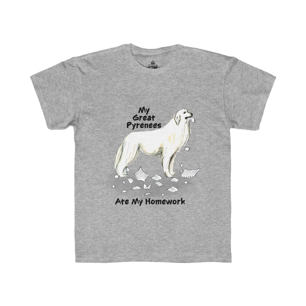 My Great Pyrenees Ate My Homework Kids Regular Fit Tee