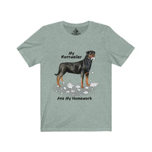 Load image into Gallery viewer, My Rottweiler Ate My Homework Unisex Jersey Short Sleeve Tee