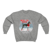 Load image into Gallery viewer, Miniature Pinscher Best In Snow Heavy Blend™ Crewneck Sweatshirt