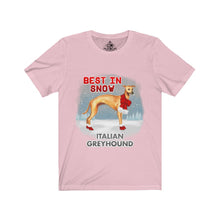 Load image into Gallery viewer, Italian Greyhound Best In Snow Unisex Jersey Short Sleeve Tee