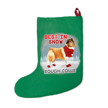 Load image into Gallery viewer, Rough Collie Best In Snow Christmas Stockings