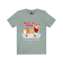 Load image into Gallery viewer, Pembroke Welsh Corgi Best In Snow Unisex Jersey Short Sleeve Tee
