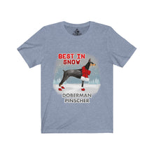 Load image into Gallery viewer, Doberman Pinscher Best In Snow Unisex Jersey Short Sleeve Tee