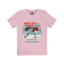 Load image into Gallery viewer, Scottish Deerhound Best In Snow Unisex Jersey Short Sleeve Tee