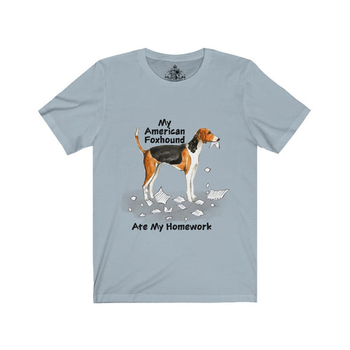My American Foxhound Ate My Homework Unisex Jersey Short Sleeve Tee