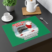 Load image into Gallery viewer, Old English Sheepdog Best In Snow Placemat
