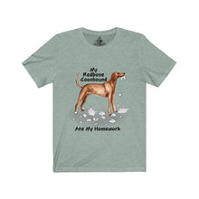 Load image into Gallery viewer, My Redbone Coonhound Ate My Homework Unisex Jersey Short Sleeve Tee