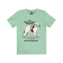 Load image into Gallery viewer, My Polish Lowland Sheepdog Ate My Homework Unisex Jersey Short Sleeve Tee