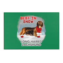 Load image into Gallery viewer, Long Haired Dachshund Best In Snow Area Rug
