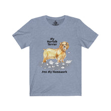 Load image into Gallery viewer, My Norfolk Terrier Ate My Homework Unisex Jersey Short Sleeve Tee