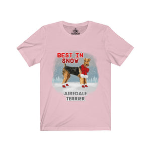 Airedale Terrier Best In Snow Unisex Jersey Short Sleeve Tee
