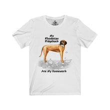 Load image into Gallery viewer, My Rhodesian Ridgeback Ate My Homework Unisex Jersey Short Sleeve Tee