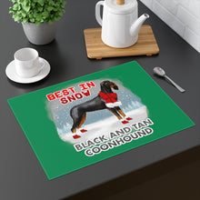 Load image into Gallery viewer, Black and Tan Coonhound Best In Snow Placemat