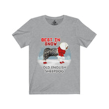 Load image into Gallery viewer, Old English Sheepdog Best In Snow Unisex Jersey Short Sleeve Tee