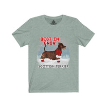 Load image into Gallery viewer, Scottish Terrier Best In Snow Unisex Jersey Short Sleeve Tee