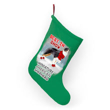 Load image into Gallery viewer, Miniature American Shepherd Best In Snow Christmas Stockings