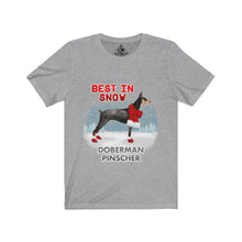 Load image into Gallery viewer, Doberman Pinscher Best In Snow Unisex Jersey Short Sleeve Tee