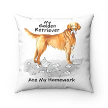 Load image into Gallery viewer, My Golden Retriever Ate My Homework Square Pillow