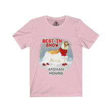 Load image into Gallery viewer, Afghan Hound Best In Snow Unisex Jersey Short Sleeve Tee