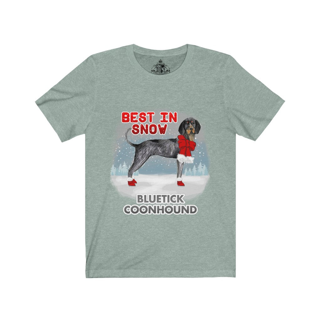 Bluetick Coonhound Best In Snow Unisex Jersey Short Sleeve Tee