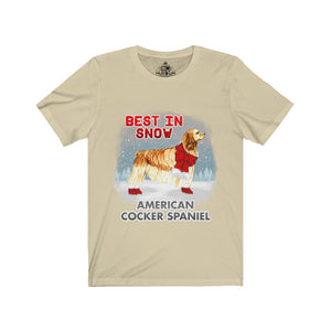 American Cocker Spaniel Best In Snow Unisex Jersey Short Sleeve Tee