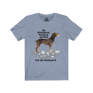 My Wirehaired Pointing Griffon Ate My Homework Unisex Jersey Short Sleeve Tee