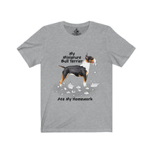 Load image into Gallery viewer, My Miniature Bull Terrier Ate My Homework Unisex Jersey Short Sleeve Tee
