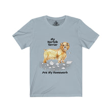 Load image into Gallery viewer, My Norfolk Terrier Ate My Homework Unisex Jersey Short Sleeve Tee